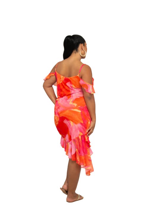 FASHION-SZN CURVE FASHION-SZN CURVE FLORAL PRINT MESH MIDI DRESS
