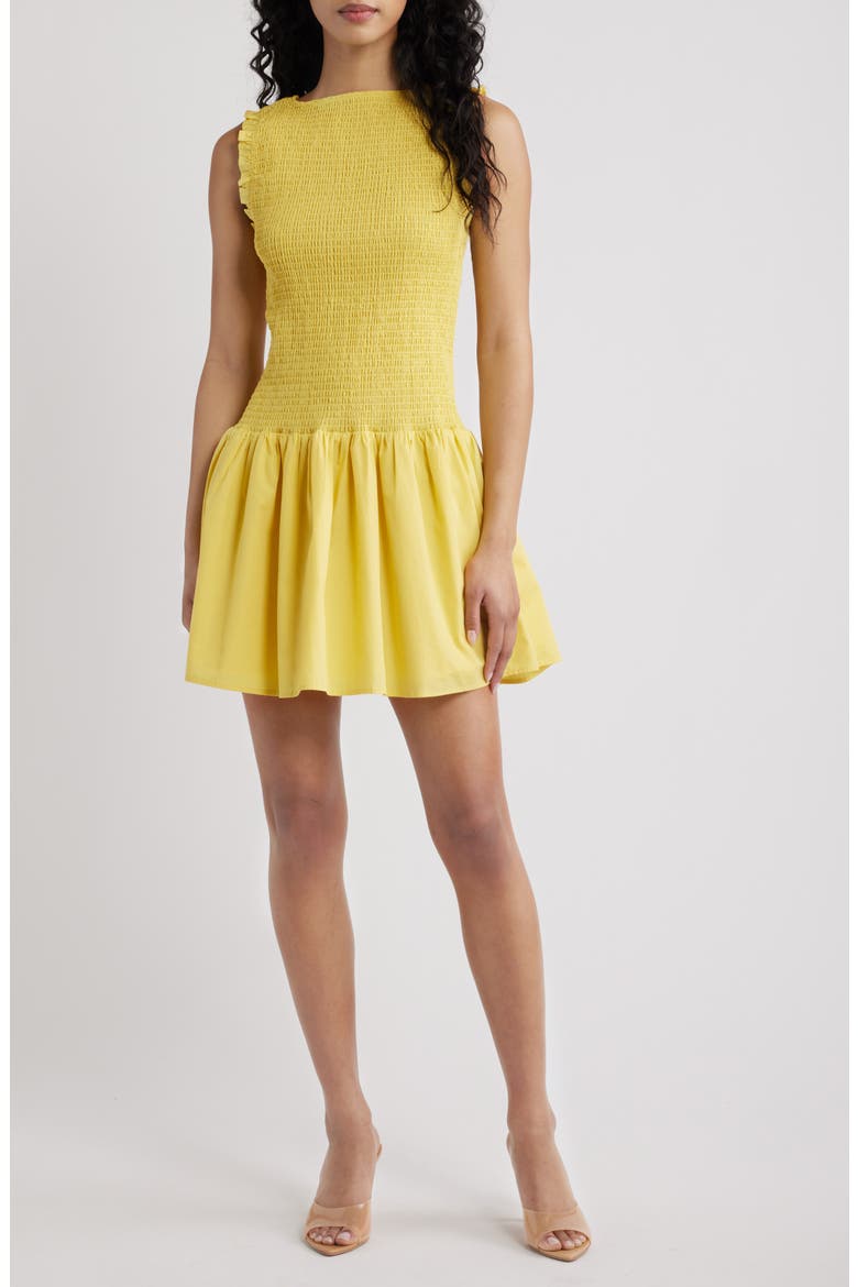 Esme Smocked Sleeveless Minidress, Main, color, YELLOW