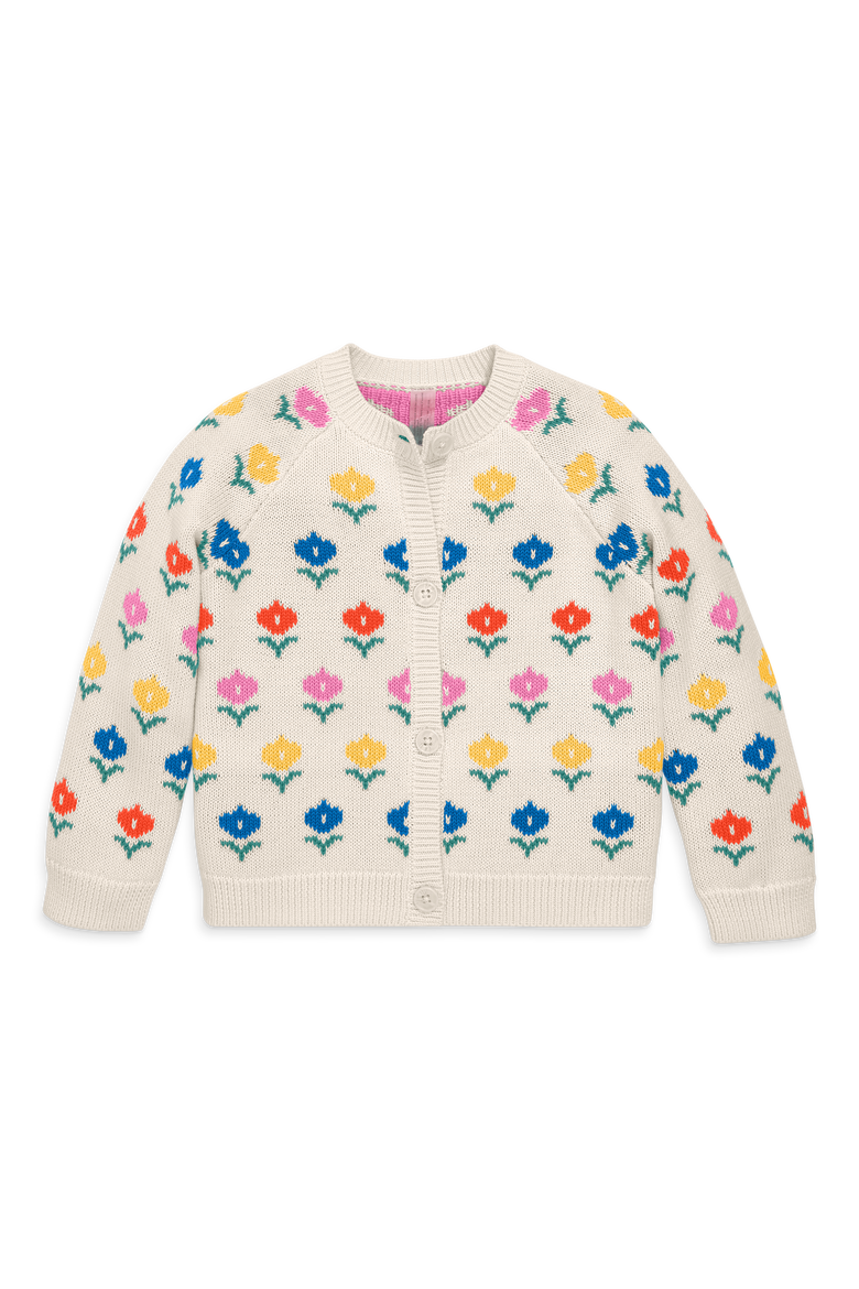 Kids Cardigan In Fall Florals, Main, color, Oat Rainbow Blooms