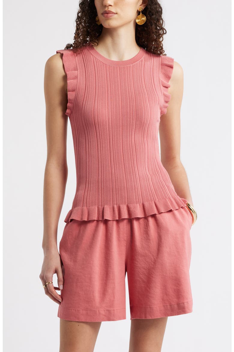 Ruffle Sweater Tank, Main, color, PINK CLAY