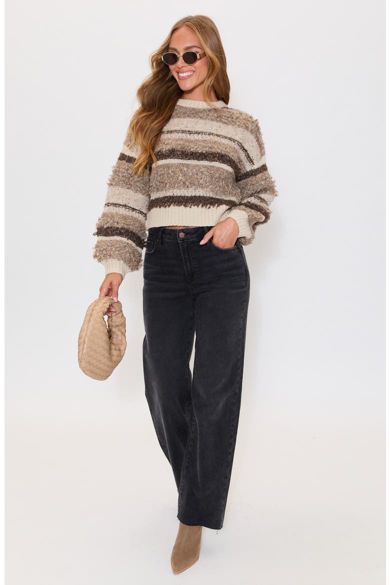 Nutmeg Stripe Bouclé Sweater, Alternate, color, TAUPE