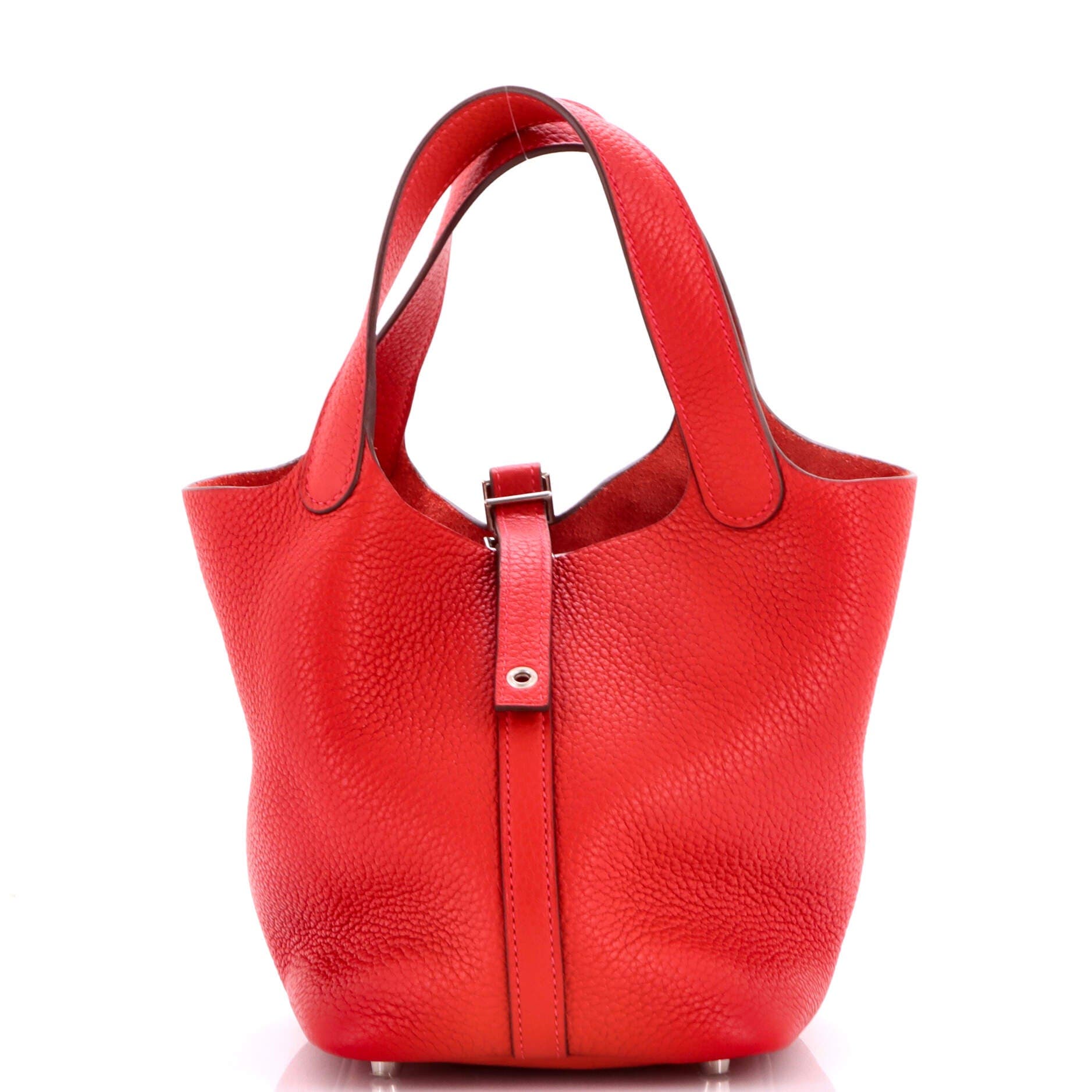 Pre-Owned Hermes Picotin Lock Bag Clemence PM, Main, color, Rouge Casaque