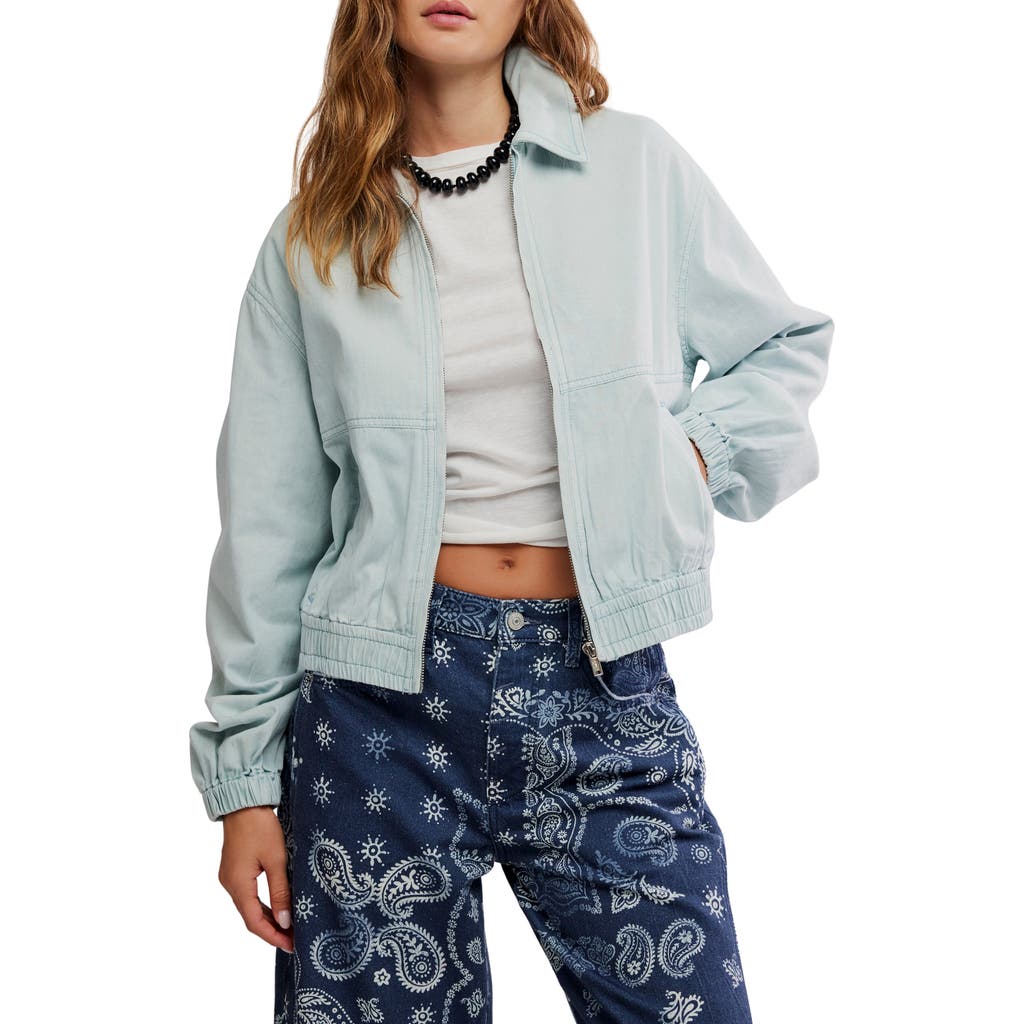 Free People Birdie Cotton Bomber Jacket In Blue