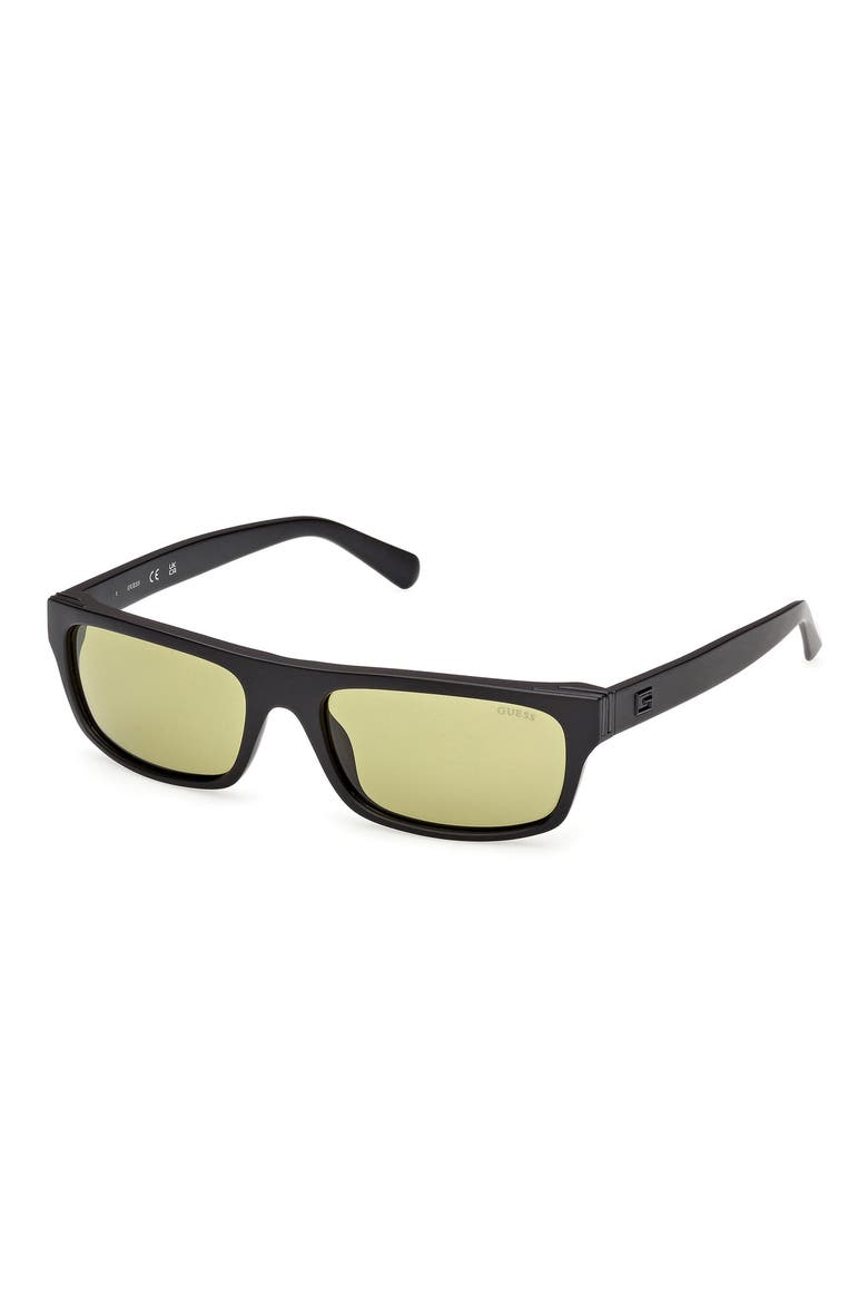 Rectangular Sunglasses, Alternate, color, MATTE BLACK / GREEN