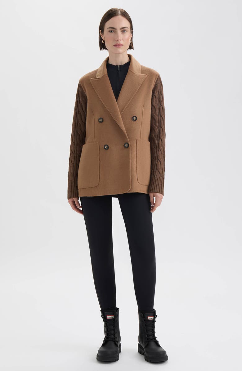 Hunter Double Breasted Wool Blend Jacket, Alternate, color, Brown