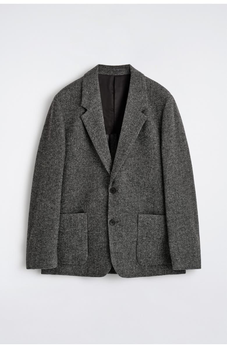 COS Unstructured Wool-herringbone Blazer, Alternate, color, Dark Khaki