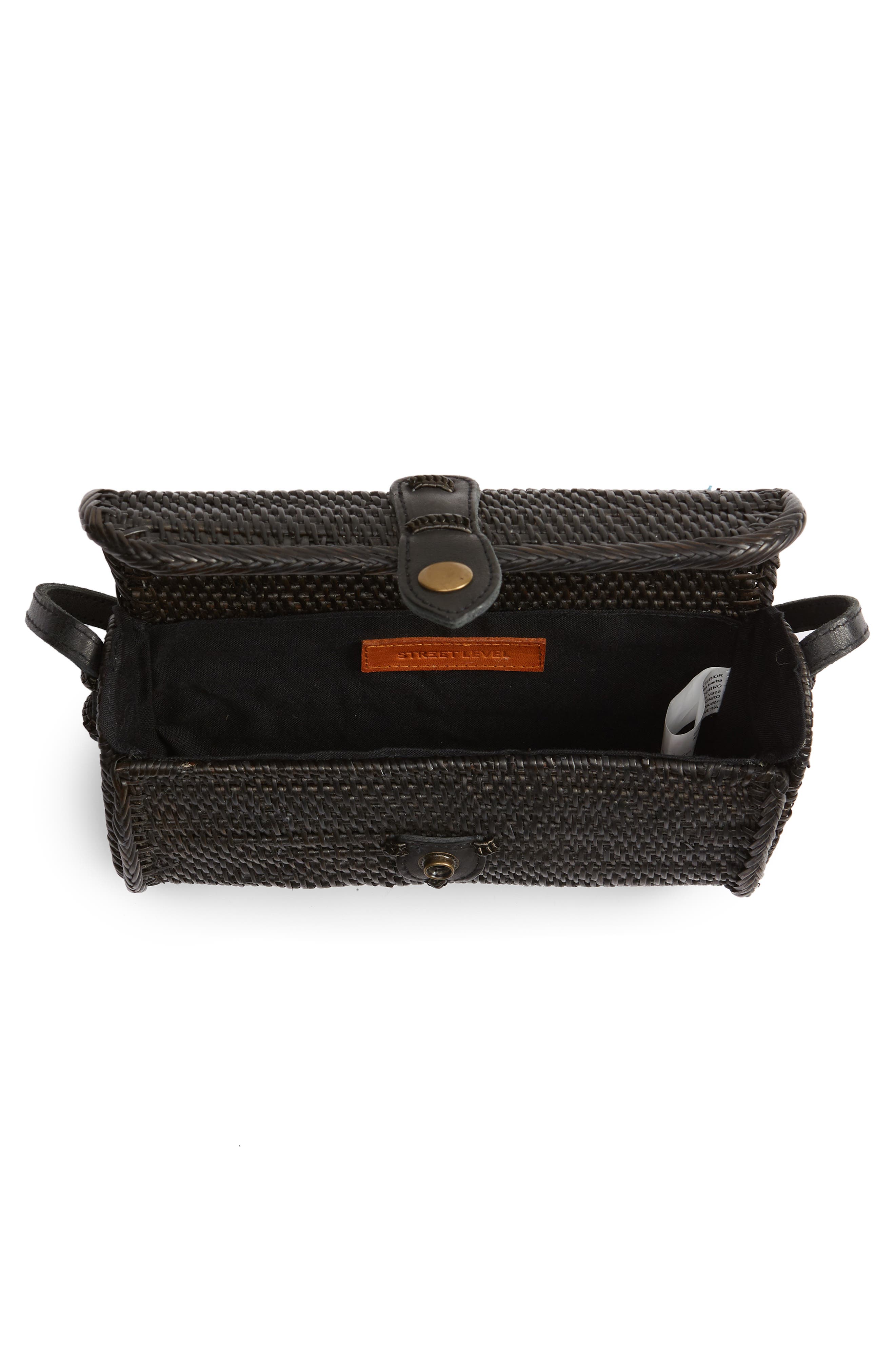 Street Level Woven Rattan Box Crossbody Bag, Alternate, color, 