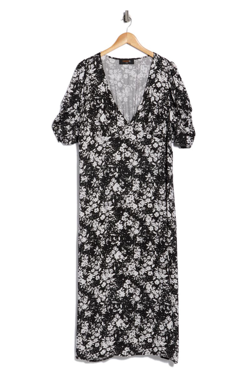 Renee C Floral Short Sleeve Maxi Dress, Alternate, color, Black