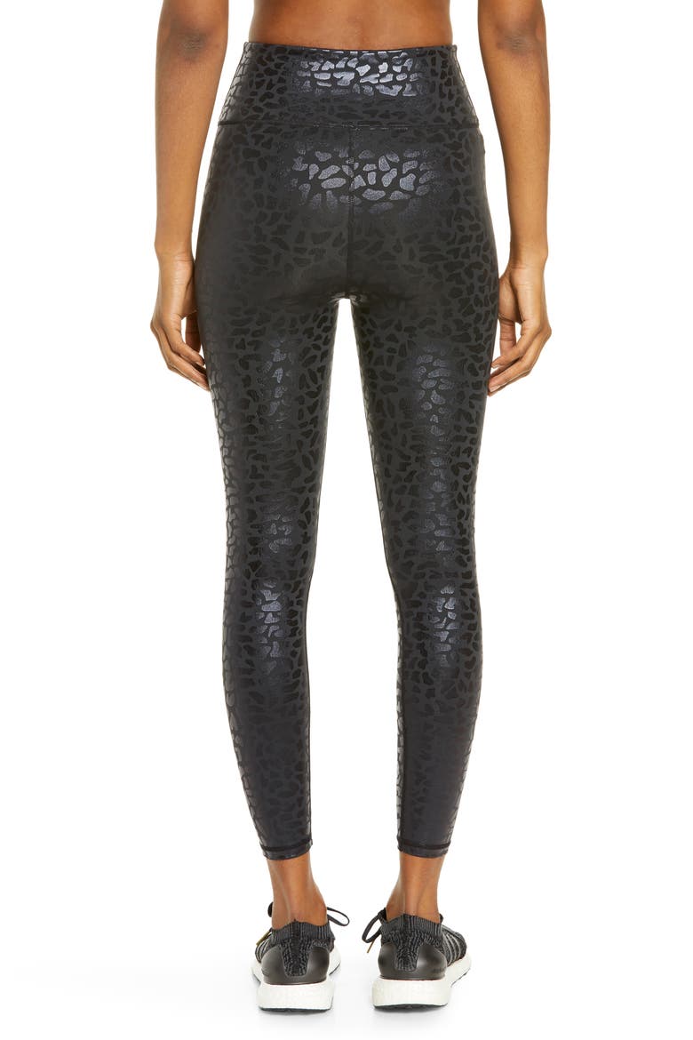 Chi Chi Foil Animal Print High Waist Leggings, Alternate, color, BLACK SHINE