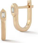 Dana Rebecca Designs Sadie Pearl Baguette Diamond Hexagonal Hoop Earrings