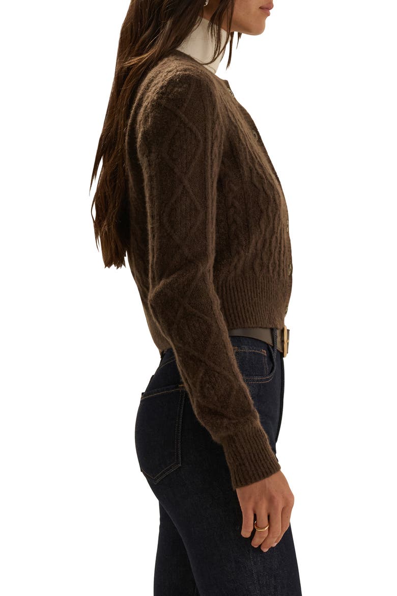 The Eleanor Merino Wool & Cashmere Blend Crop Cardigan, Alternate, color, GANACHE