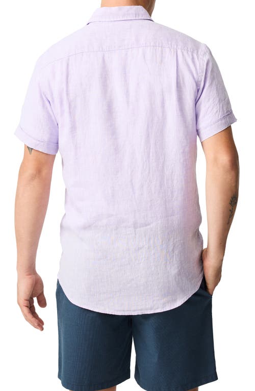 Rodd & Gunn Palm Beach Sports Fit Short Sleeve Linen Button-up Shirt In Purple