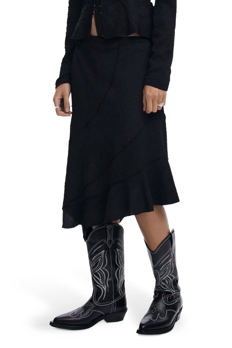 Asymmetric Skirt, Alternate, color, BLACK