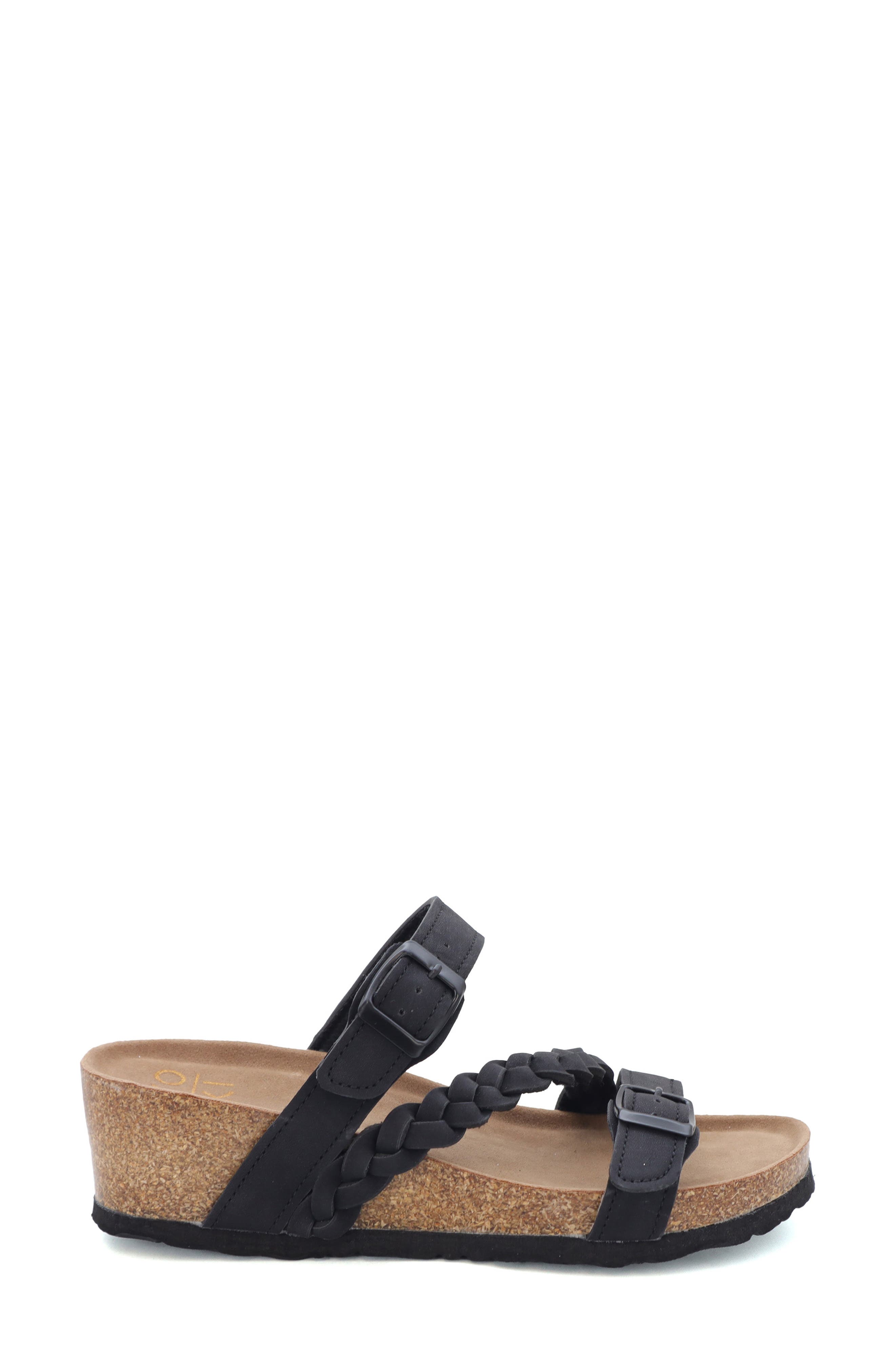 YOKI Lorayn Braided Strap Wedge Sandal, Alternate, color, Black