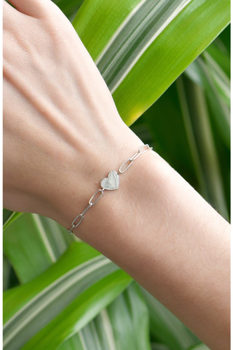 Amour Engravable Heart Pendant Bracelet, Alternate, color, Silver