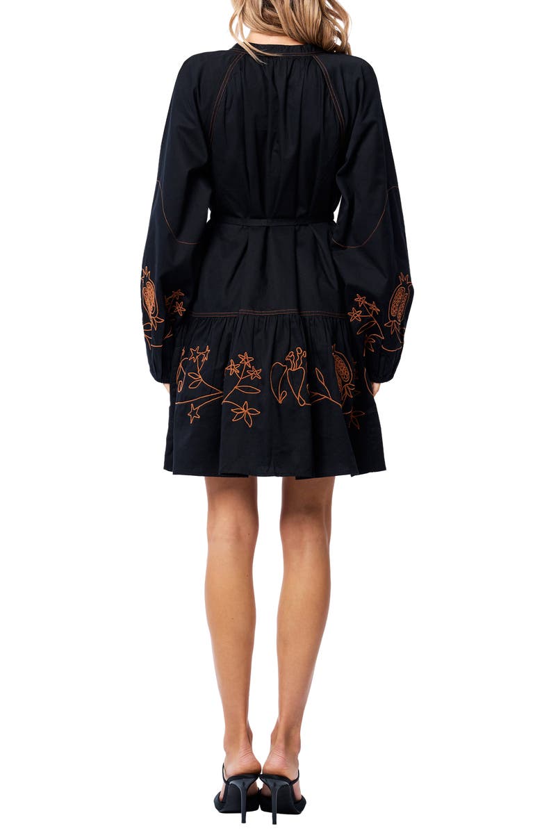 CIEBON Rosetta Embroidered Long Sleeve Cotton Minidress, Alternate, color, 