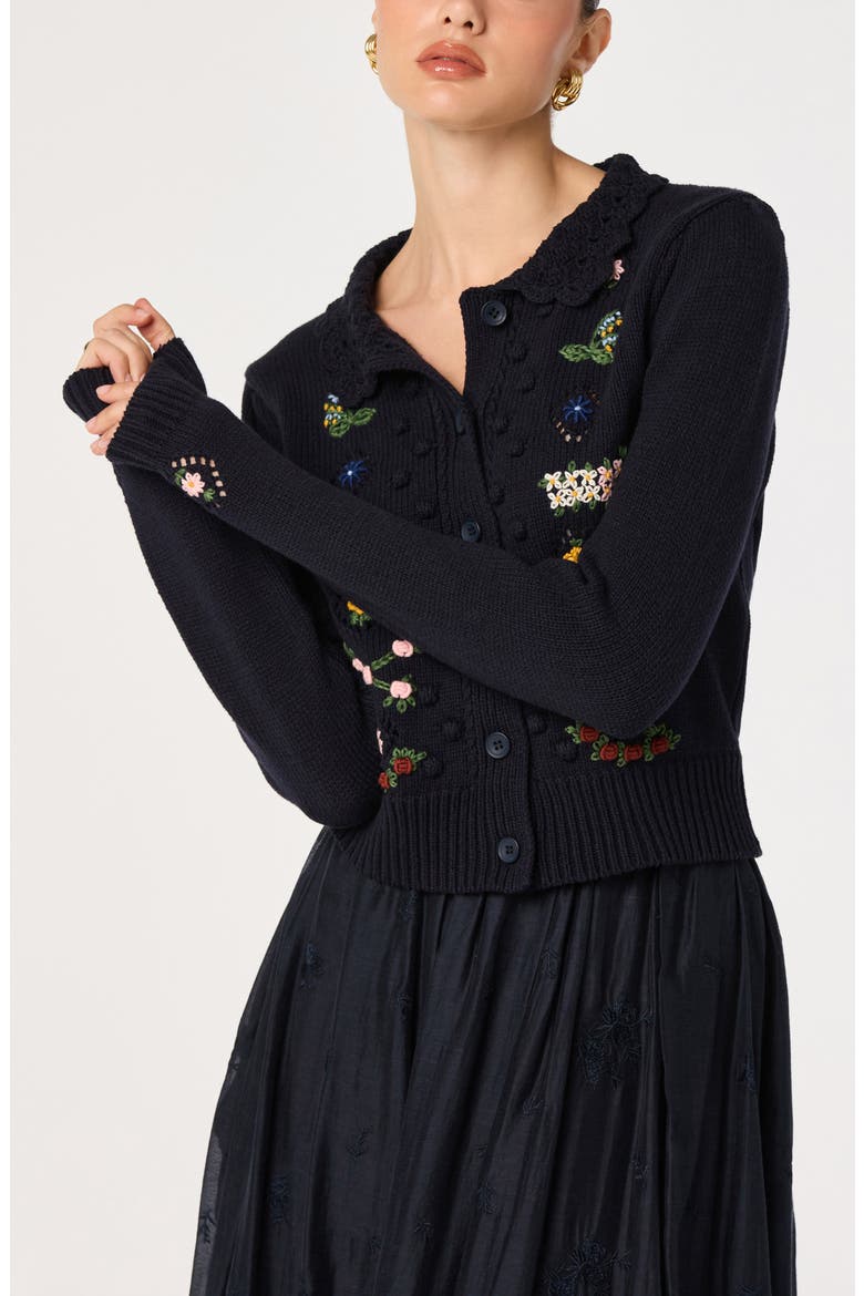 Dallyn Embroidered Cardigan, Alternate, color, NAVY FLORAL
