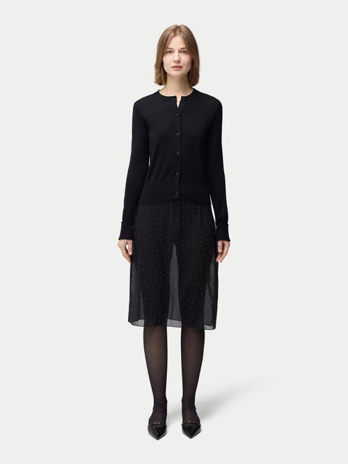 Gobi Mongolian Cashmere Cashmere Silk Buttoned Cardigan In Black