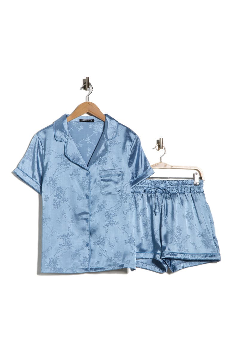 Dixie Satin Shorts Pajamas, Alternate, color, BRANCH FLORAL-FADED DENIM
