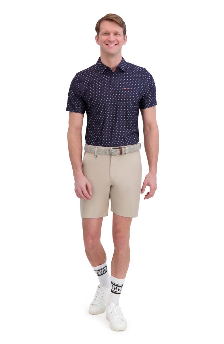 Ben Sherman Split Geo Print Tech Jersey Golf Polo, Alternate, color, Navy