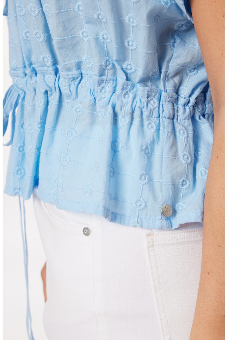 Broderie Tie Front Top, Alternate, color, BLUE LINEN