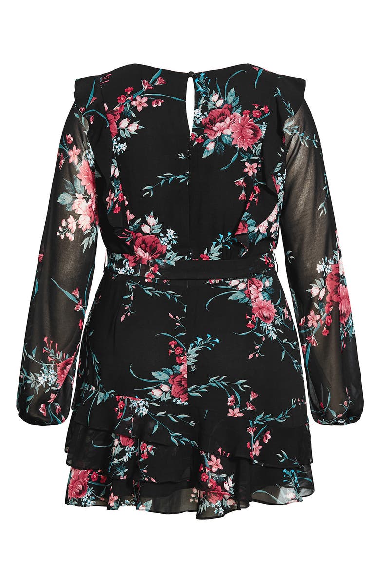 City Chic Lauren Floral Long Sleeve Dress, Alternate, color, 
