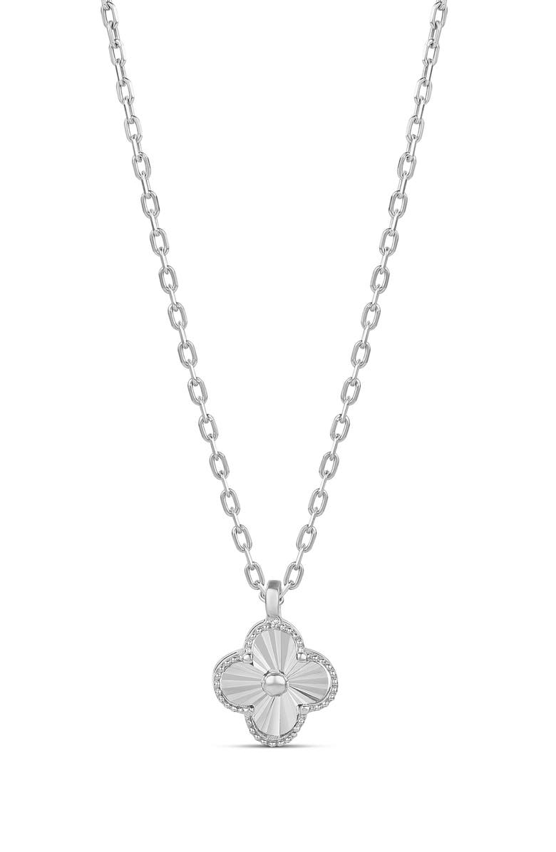 SHYMI Fluted Clover Pendant Necklace, Main, color, Silver