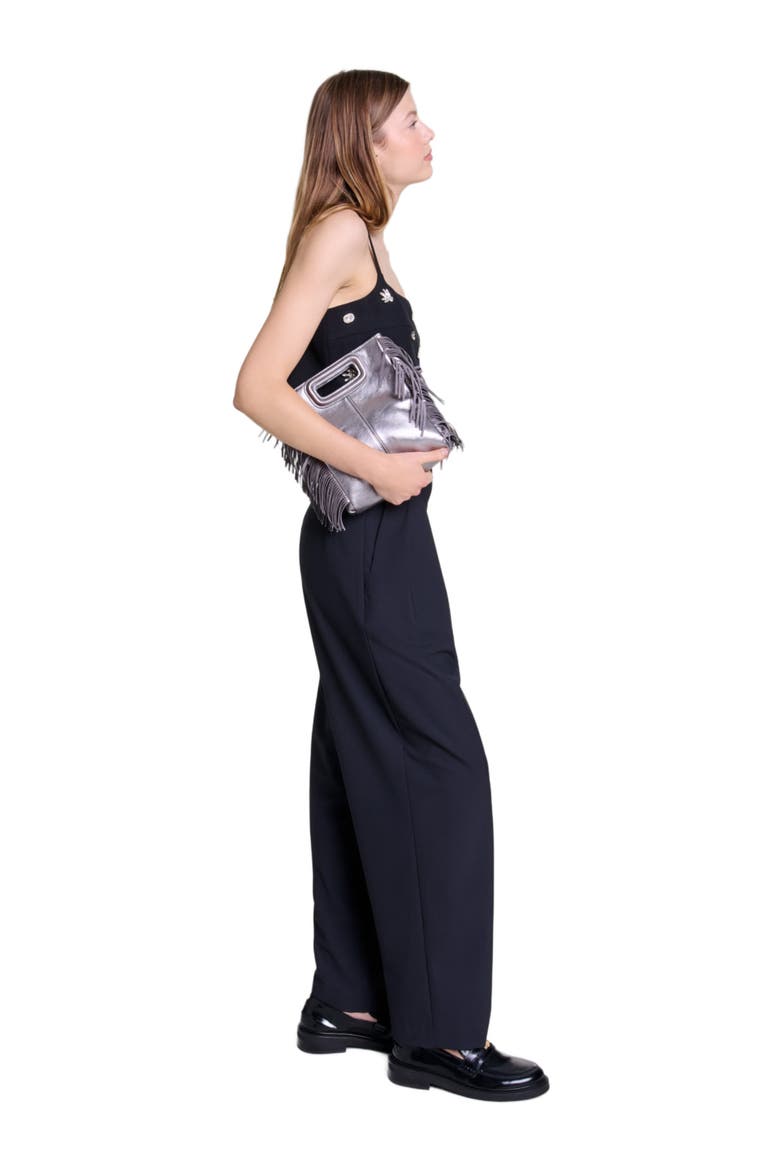 Wide-leg trousers with belt, Alternate, color, Black