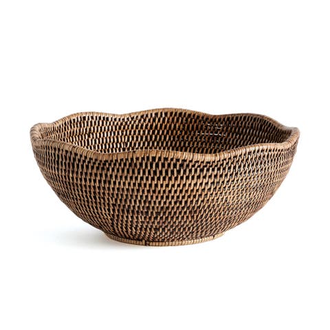 Burma Rattan Scalloped Edge Decorative Bowl