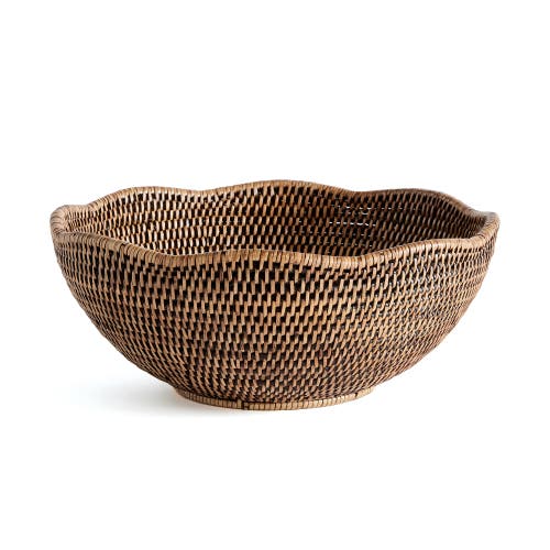 Napa Home & Garden Burma Rattan Scalloped Edge Decorative Bowl In Brown