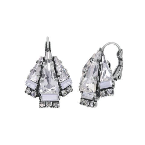 Spikes and Pearls Faceted Crystal Drop Earrings
