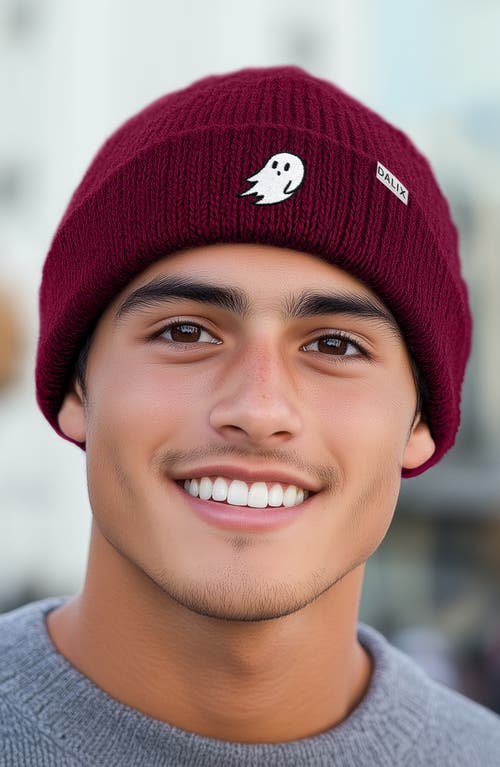 Dalix Ghost Beanie In Maroon