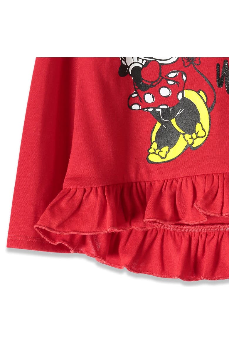 Long Sleeve T-Shirt & Leggings Set, Alternate, color, Red / Black Ruffle