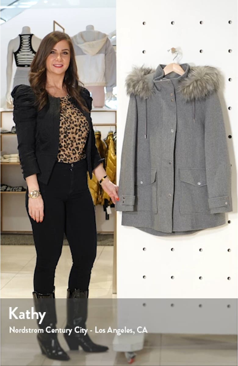 Faux Fur Trim Hooded Duffle Coat, sales video thumbnail