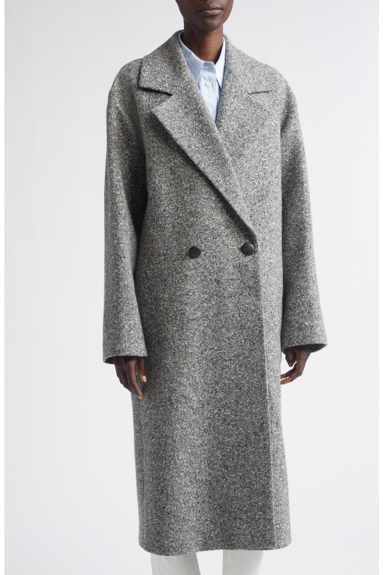Notch Lapel Alpaca & Wool Blend Coat, Alternate, color, GRAPHITE MULTI