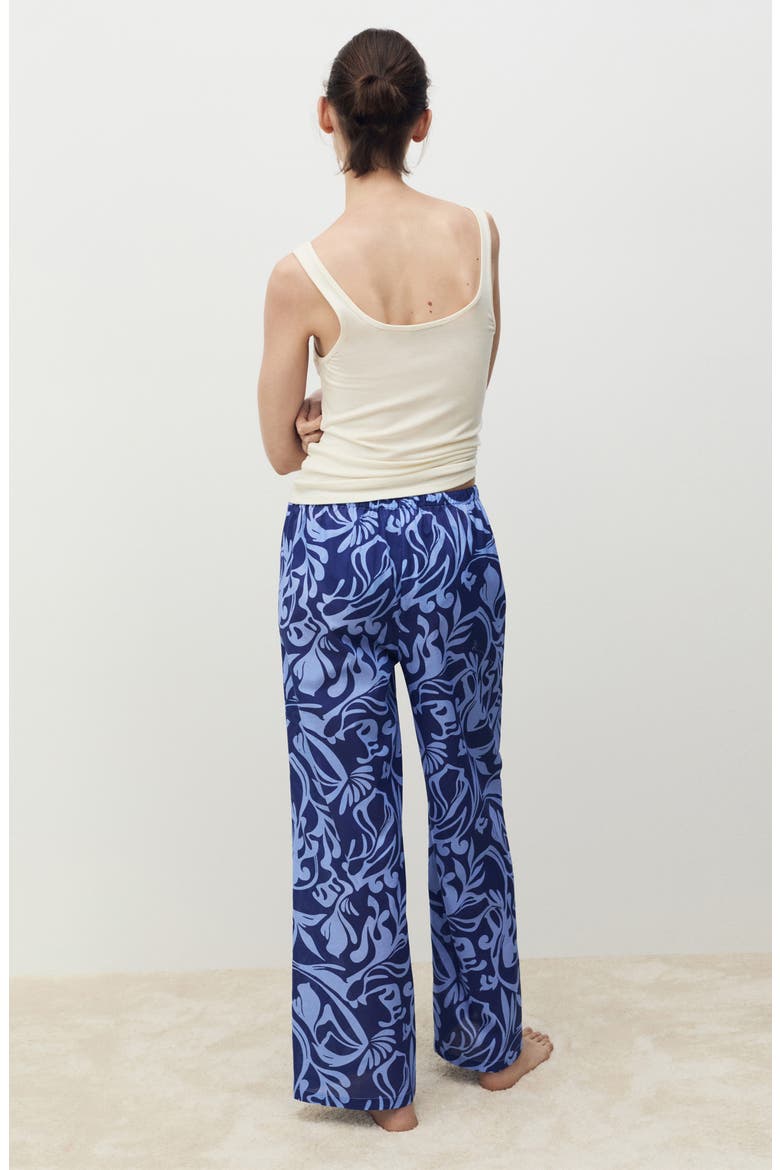 Two-Tone Print Cotton Pants, Alternate, color, BLUE