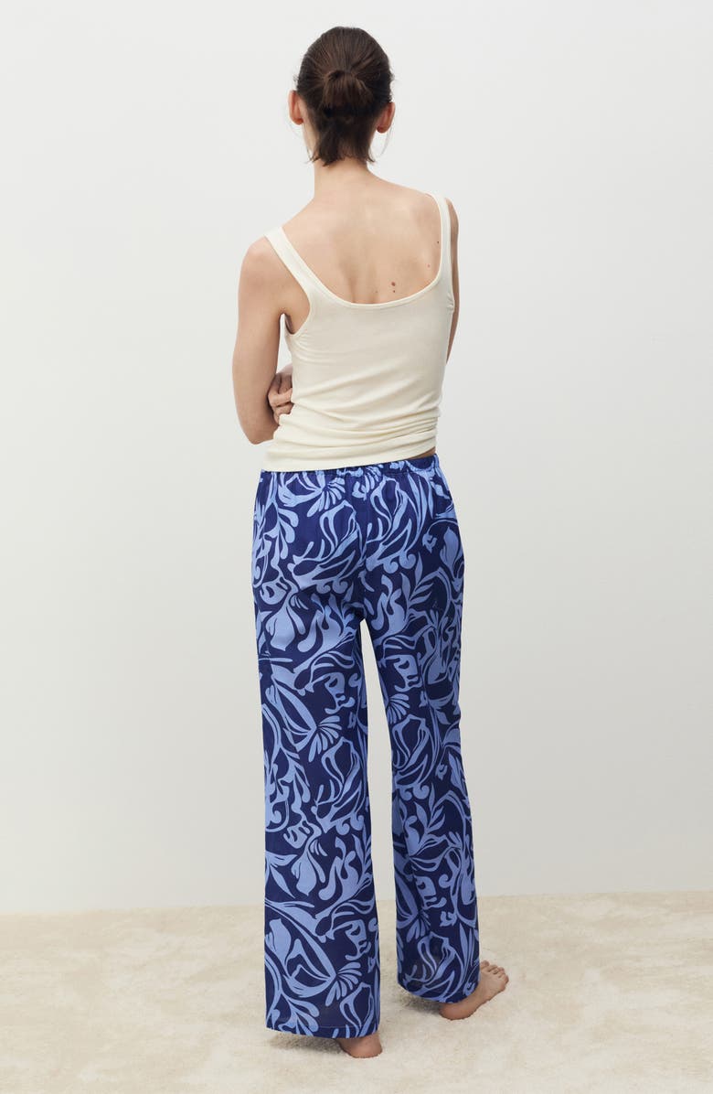 MANGO Two-Tone Print Cotton Pants, Alternate, color, Blue