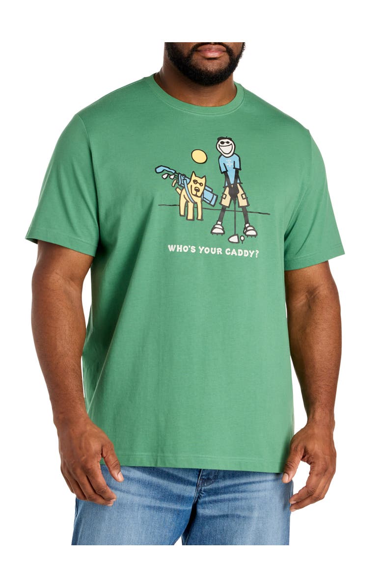 LIFE IS GOOD Big & Tall Who's Your Caddy Graphic Tee, Main, color, Green