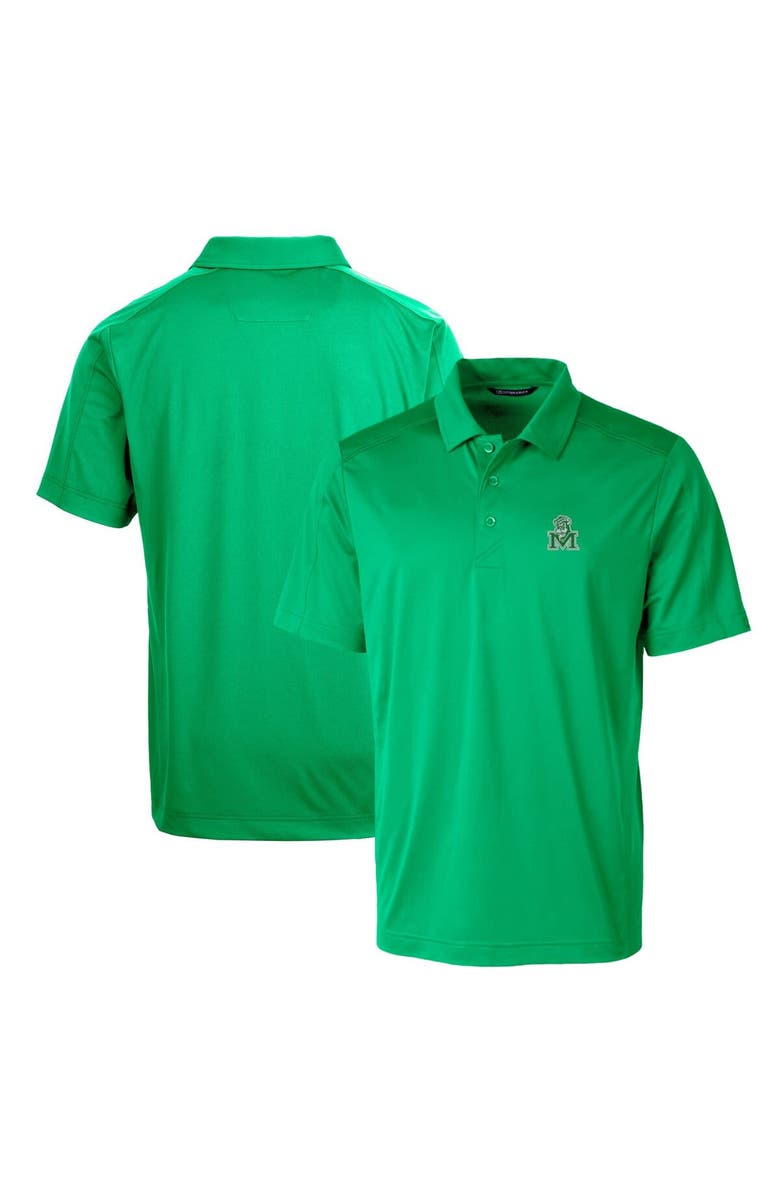 Cutter & Buck Kelly Green Marshall Thundering Herd Primary Team Logo Prospect Textured Stretch Polo, Main, color, Kelly Green