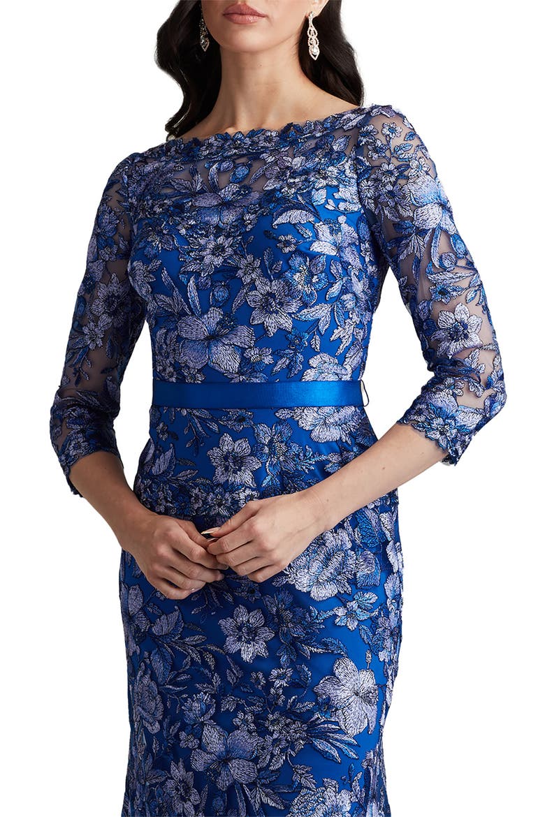 Floral Lace Emboidery Gown, Alternate, color, BLUE BELL