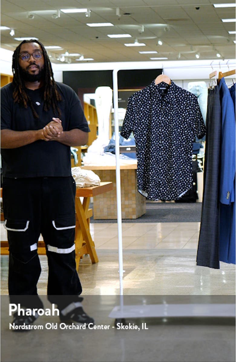 Tech Floral Short Sleeve Performance Button-Up Shirt, sales video thumbnail