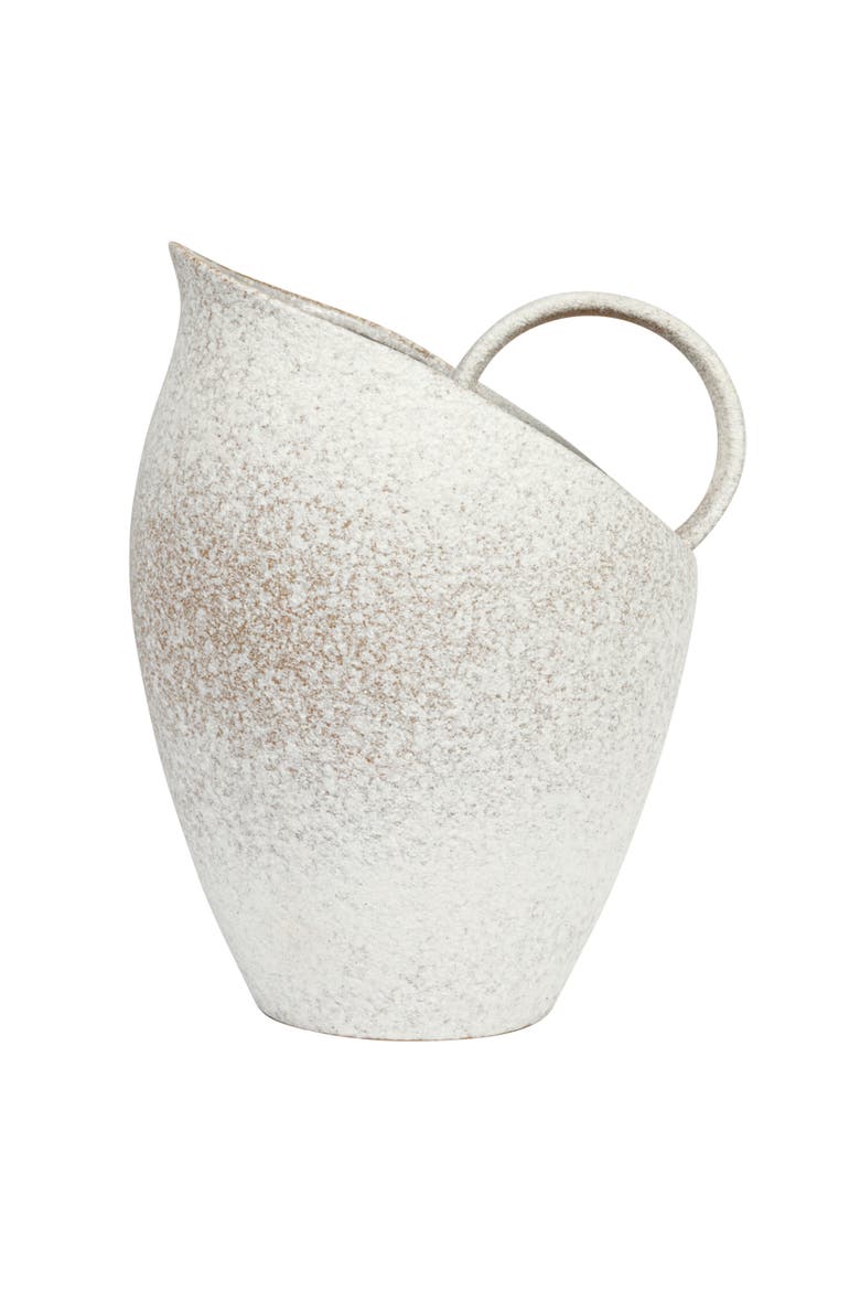 9-Inches 82-Ounce Textured Stoneware Pitcher in Reactive Glaze, White, Alternate, color, White