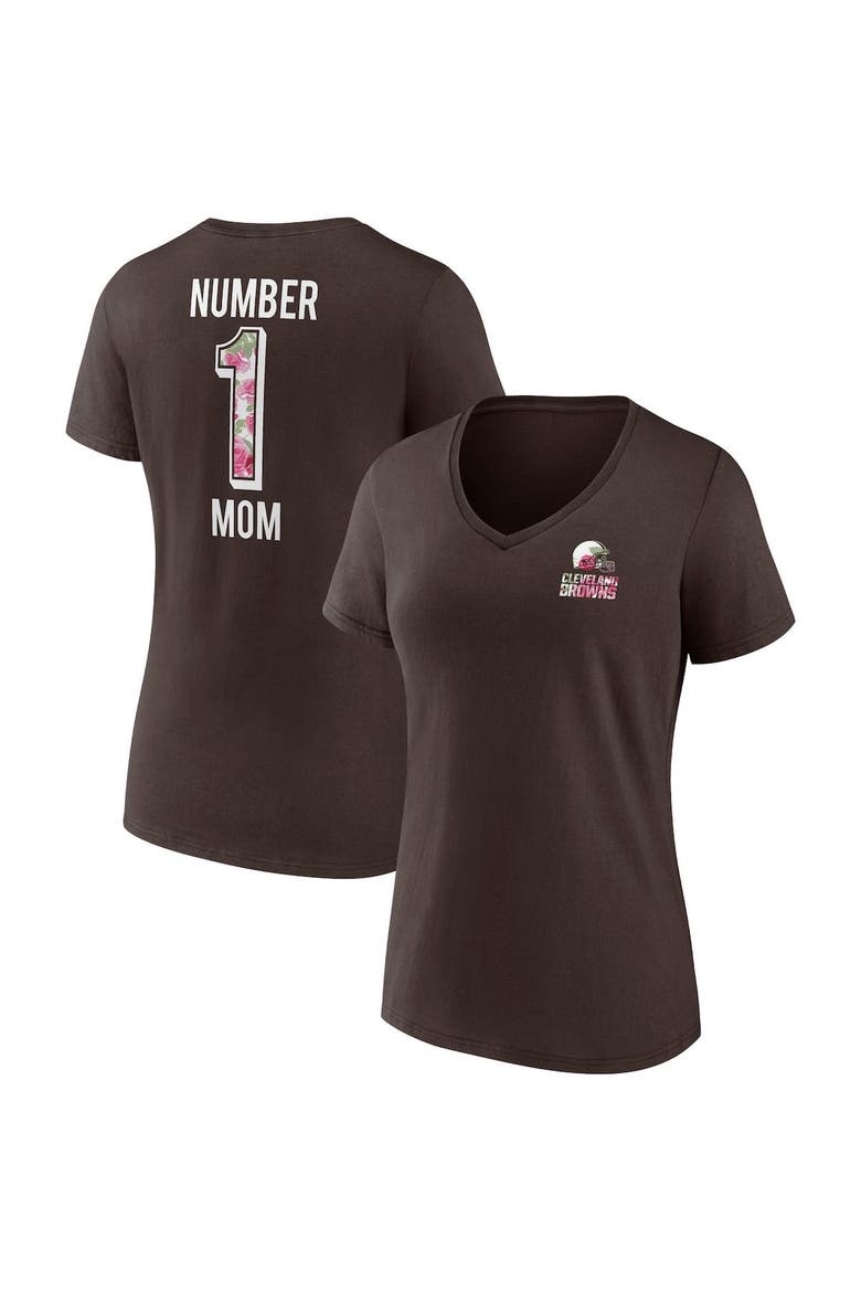 Women's Fanatics Branded Brown Cleveland Browns Team Mother's Day V-Neck T-Shirt, Main, color, Brown