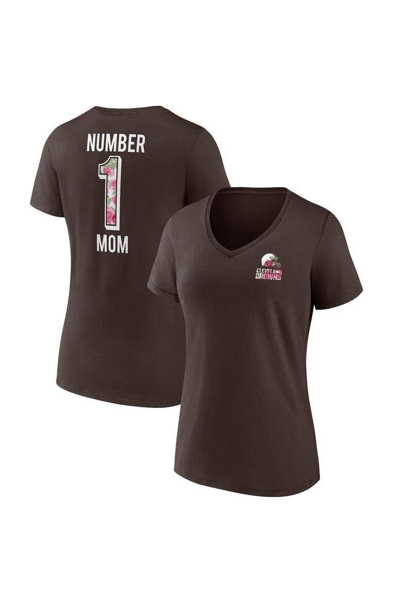 FANATICS Women's Fanatics Branded Brown Cleveland Browns Team Mother's Day V-Neck T-Shirt, Main, color, Brown
