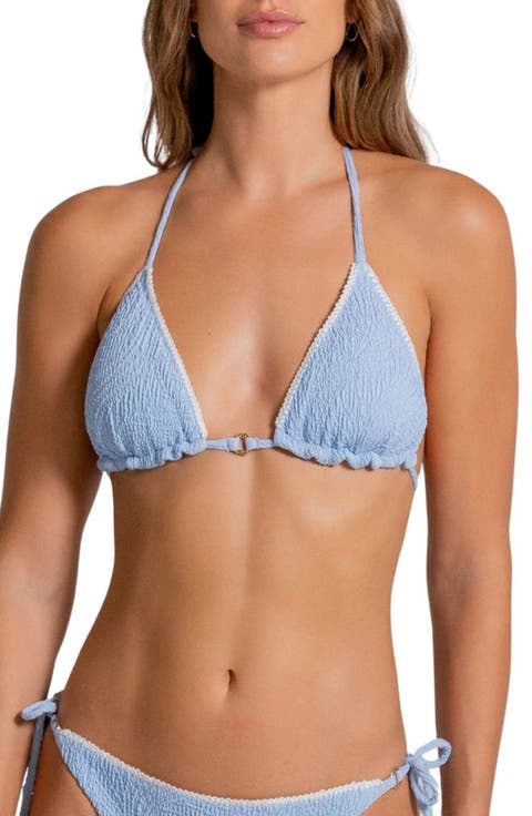 Blanket Stitch Embroidered Triangle Bikini Top