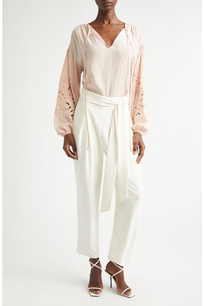 Zenaida Floral Cutout Woven Shirt, Alternate, color, DARK BLUSH
