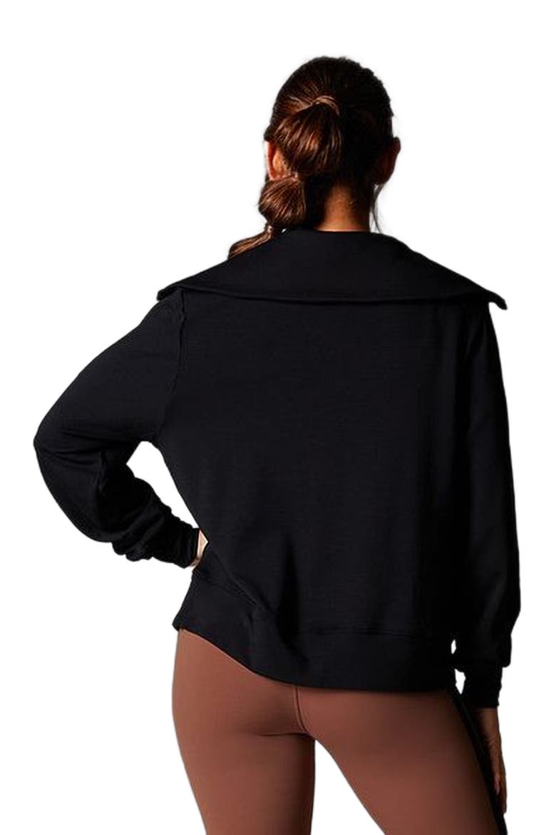 Cozy Collared Sweatshirt, Alternate, color, EBONY
