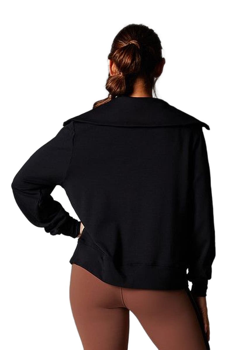 Tavi Cozy Collared Sweatshirt, Alternate, color, Ebony