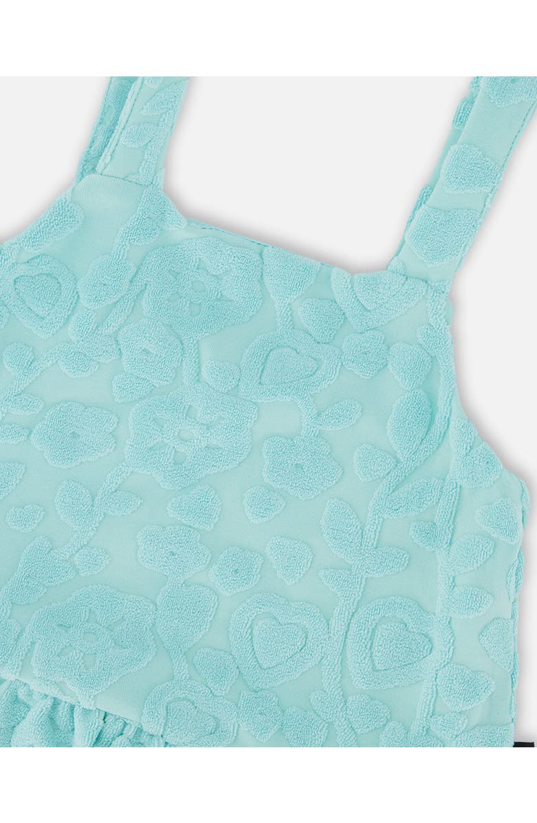 Deux par Deux Terry Tank Top with Ruffle Hem Shorts Set, Alternate, color, Light Blue