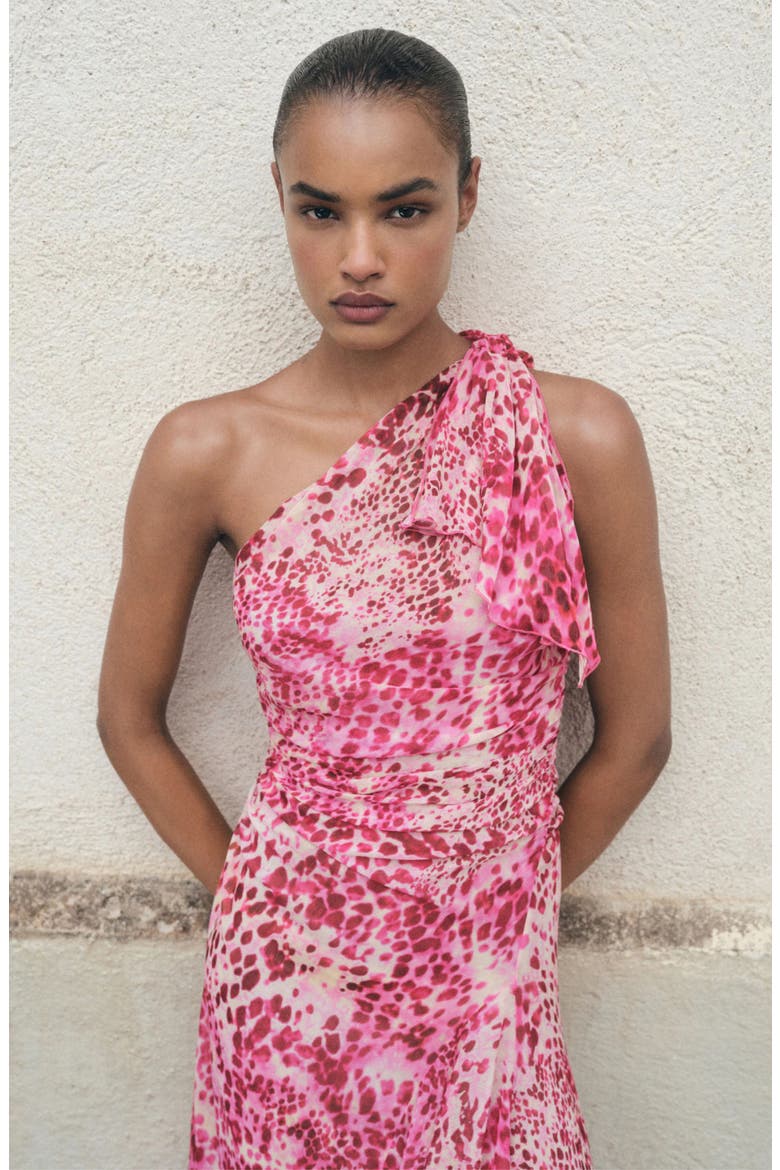 Corinne One-Shoulder Dress, Alternate, color, FUCHSIA